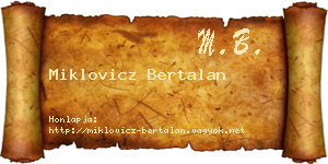 Miklovicz Bertalan névjegykártya